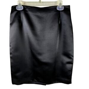 Garfield & Marks Straight Skirt Back Slit Size 10 Polyester Black Satin Feel